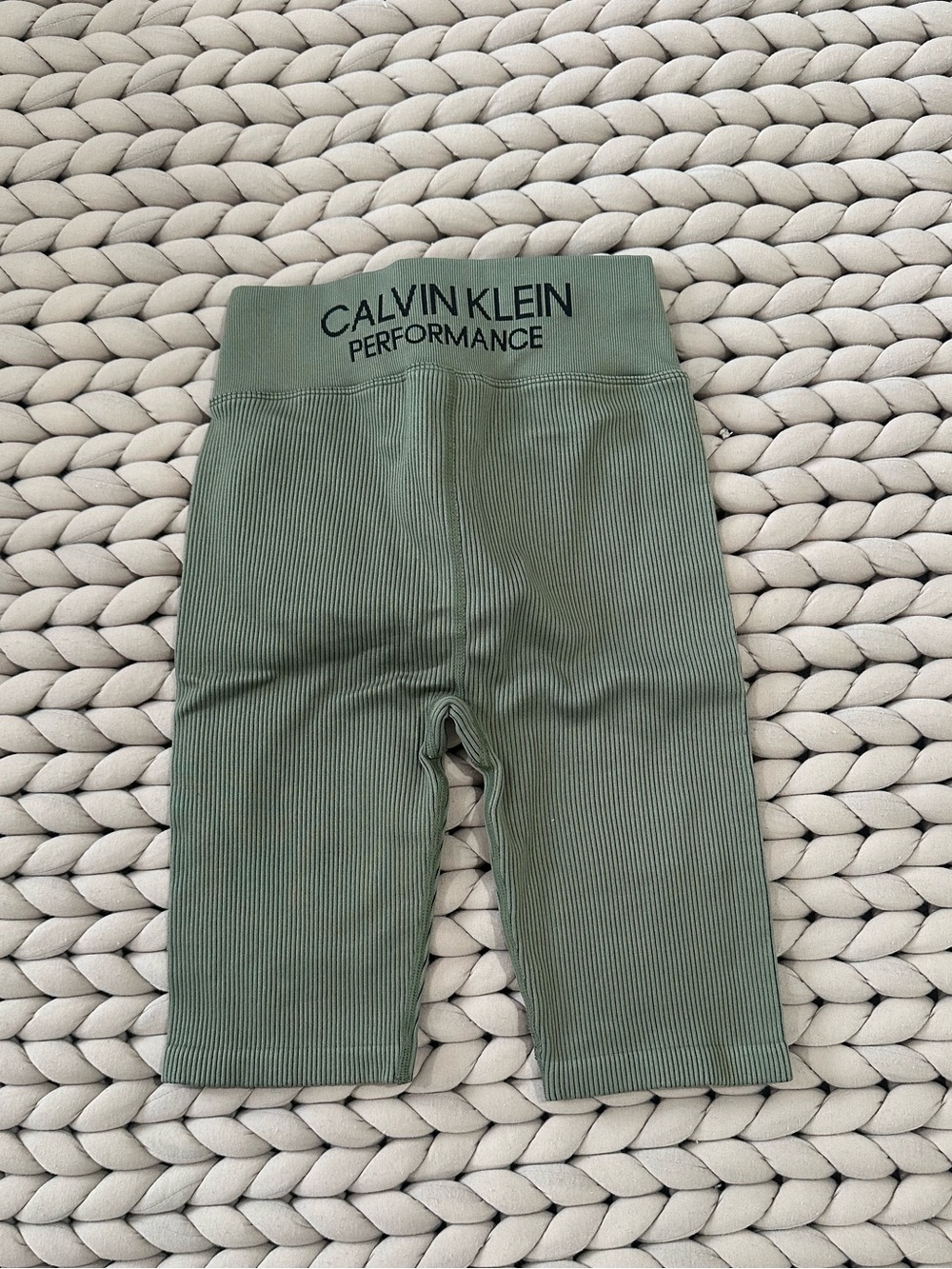 Calvin Klein Performance Women’s Ribbed Sage Green Bike Shorts